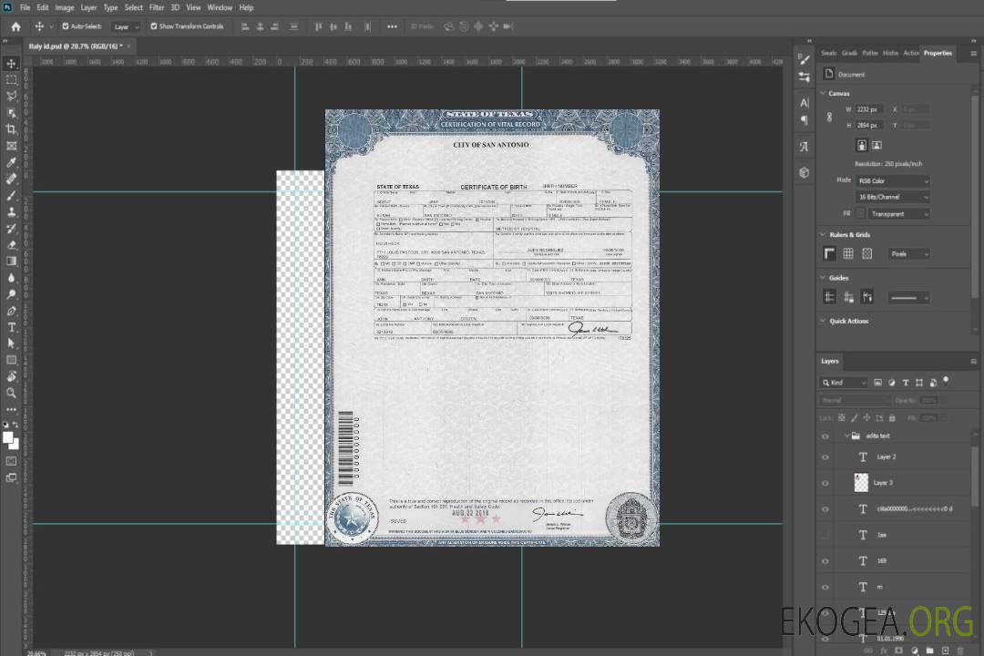 Acte de naissance aux États-Unis, au Texas template Acte de naissance aux États-Unis, au Texas template